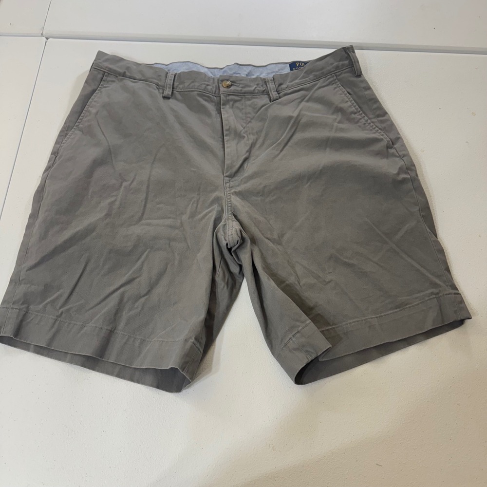 Polo Ralph Lauren Classic Fit Chino Shorts Mens Sz 36 Gray Stretch Cotton Twill